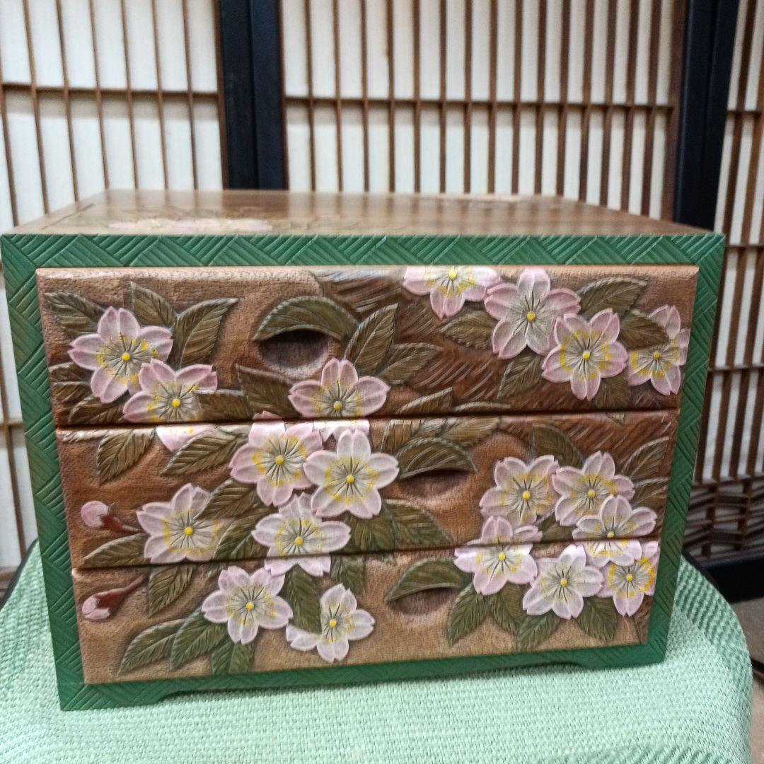 日光彫り三段抽斗桜　takumi様注文品です