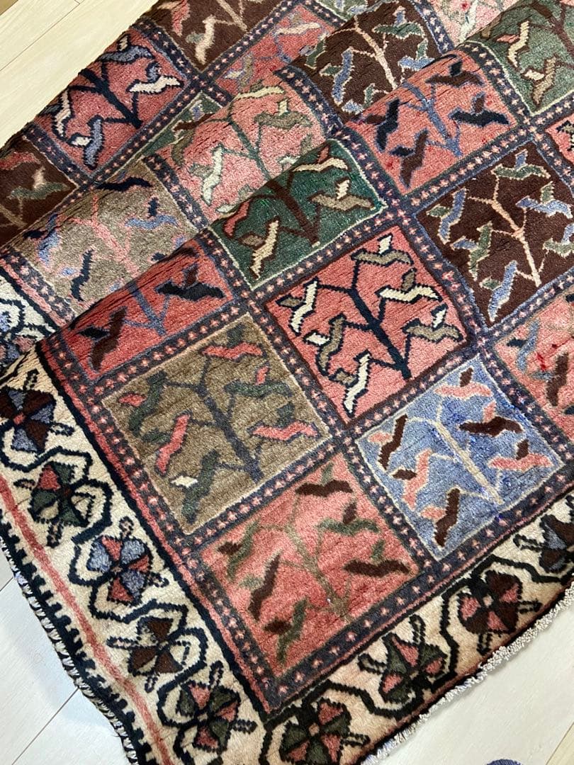 経年30年 イラン産 アンティークラグ ペルシャ絨毯 ラグ