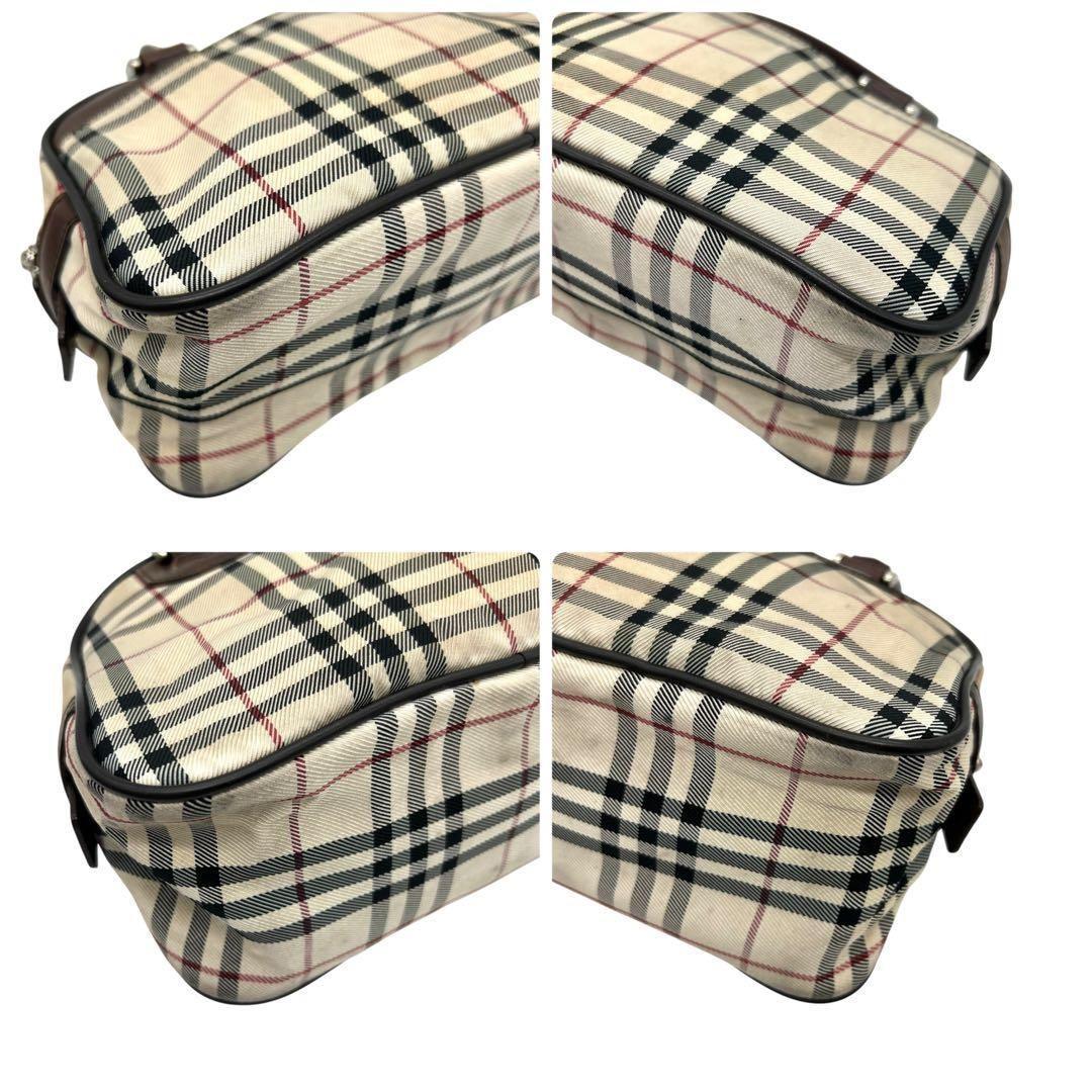 良品 1745 Burberry ハンドバッグ ノバチェック キャンバス レザー