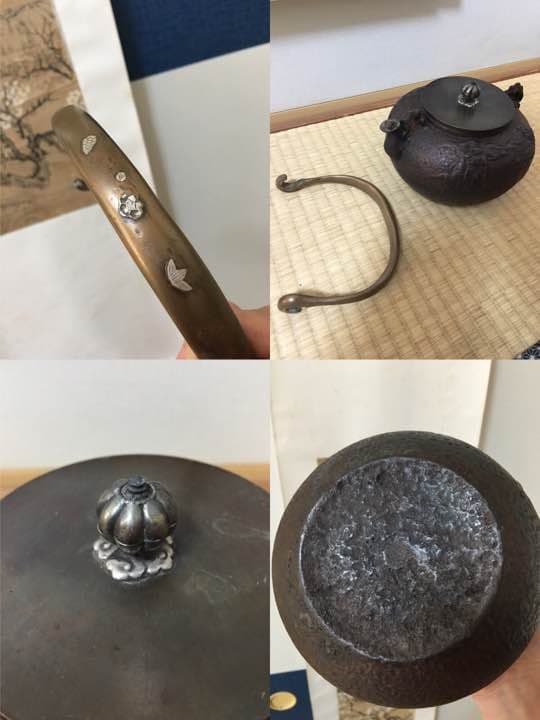 鉄瓶 亀文堂造 銀摘 銀象嵌 明治期