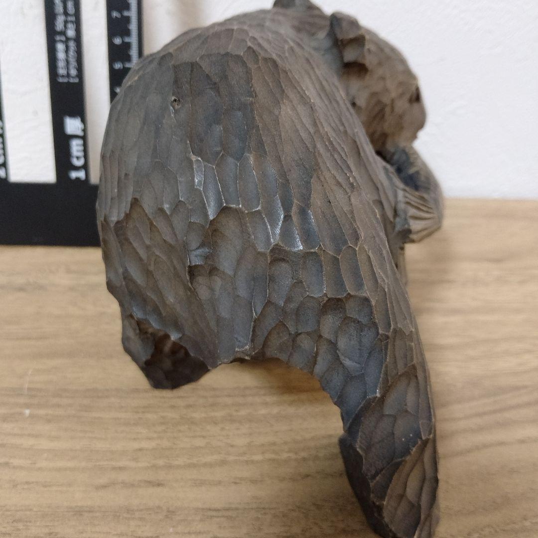 彫刻 アンティーク工芸品希少熊置物北海道民藝 木彫り熊 アイヌ オブジェ 骨董