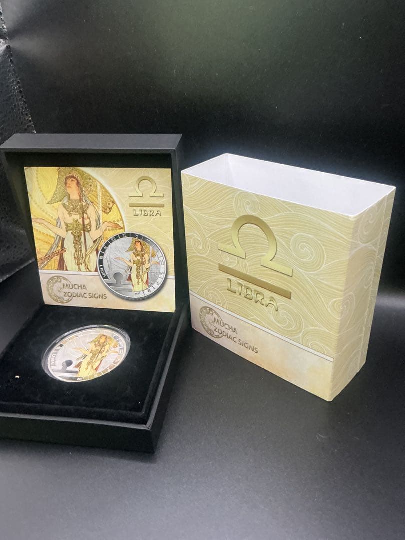 ミュシャ × 黄道十二宮 ―天秤座、Libra　銀メッキ付き白銅貨