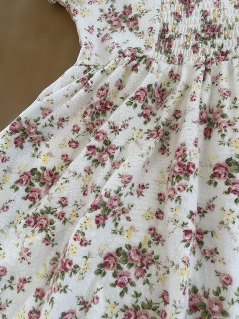 LIZ LISA リボン花柄オフショルワンピース ホワイト