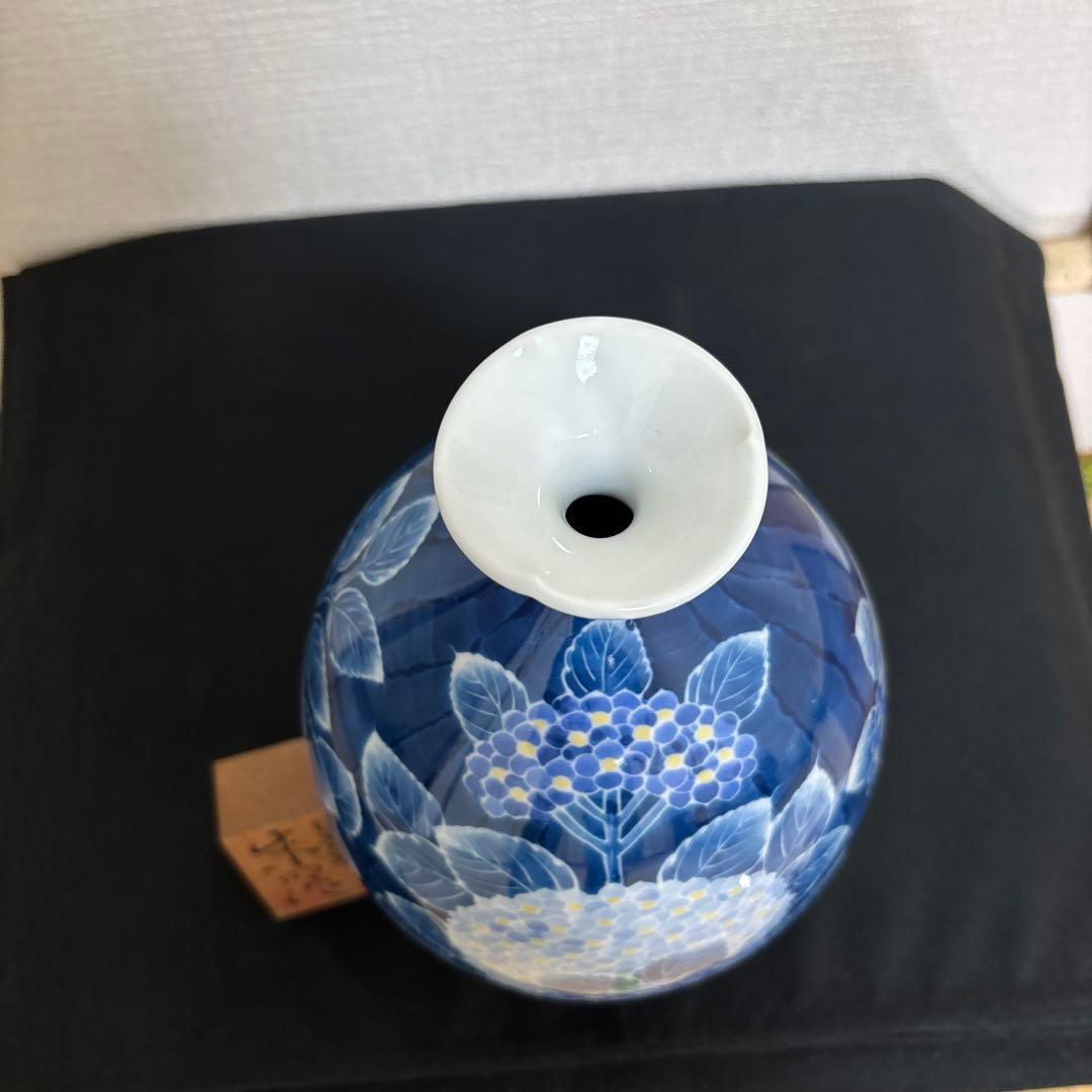 藤井朱明 壺 飾り壺 花器 日展人気作家 有田焼 紫陽花花瓶