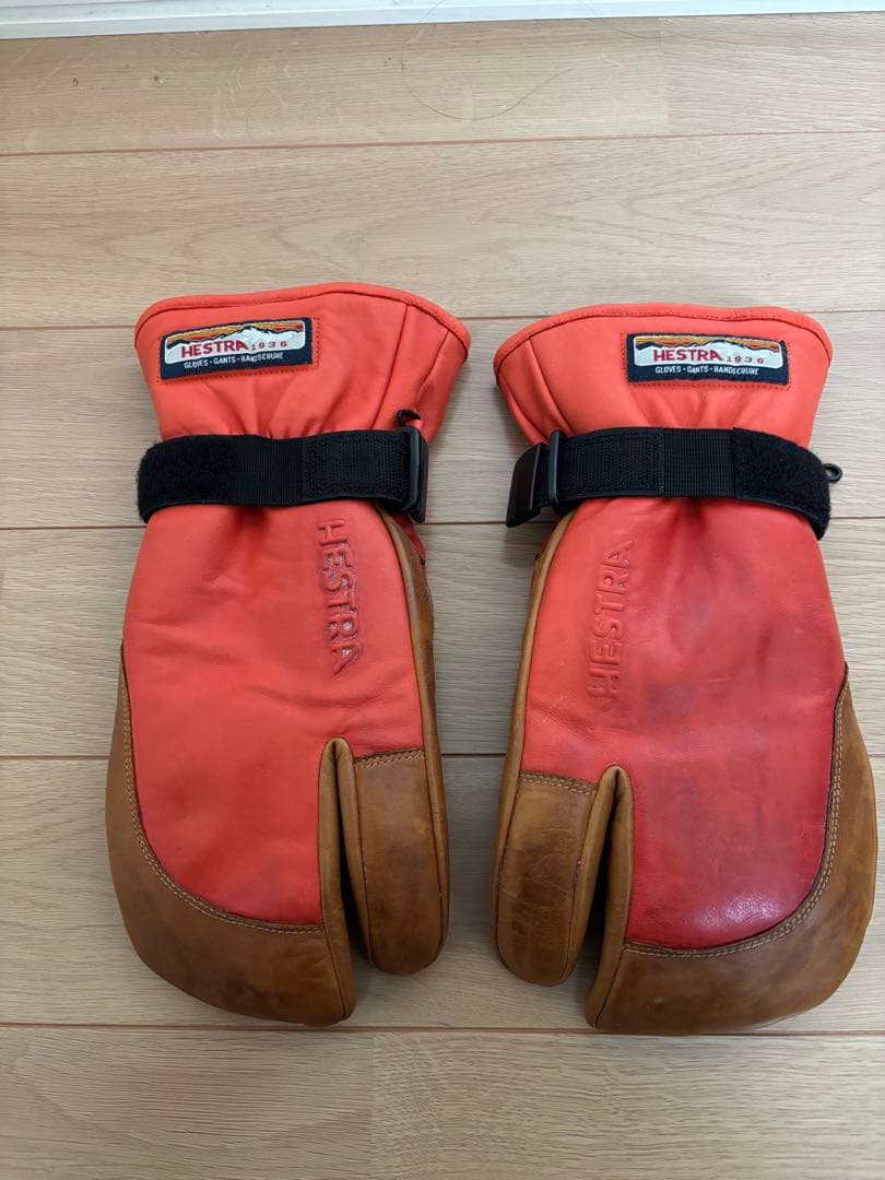 Hestra ミトングローブ サイズ9 オレンジ/ブラウン