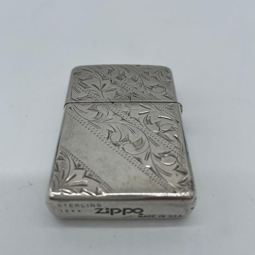 純銀　ZIPPO 33g ジッポー ライター SILVER 彫刻　中古