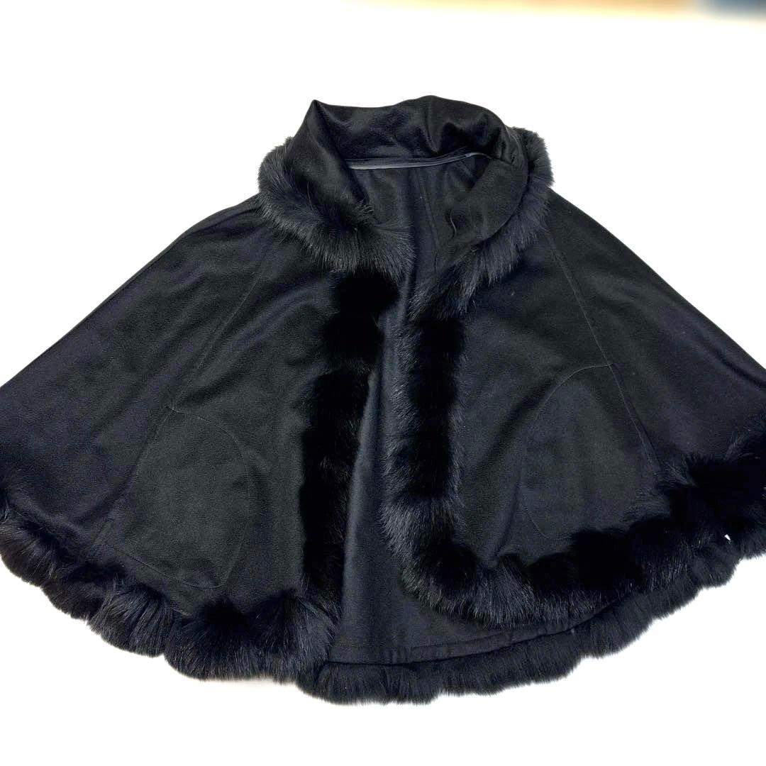 極美品✨LAVITA ポンチョ ケープ カシミヤ100% ブルーフォックス 40