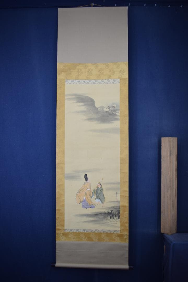 【真作】土佐光孚/山水高士人物図/東下り図/掛軸☆宝船☆Y-824　JM