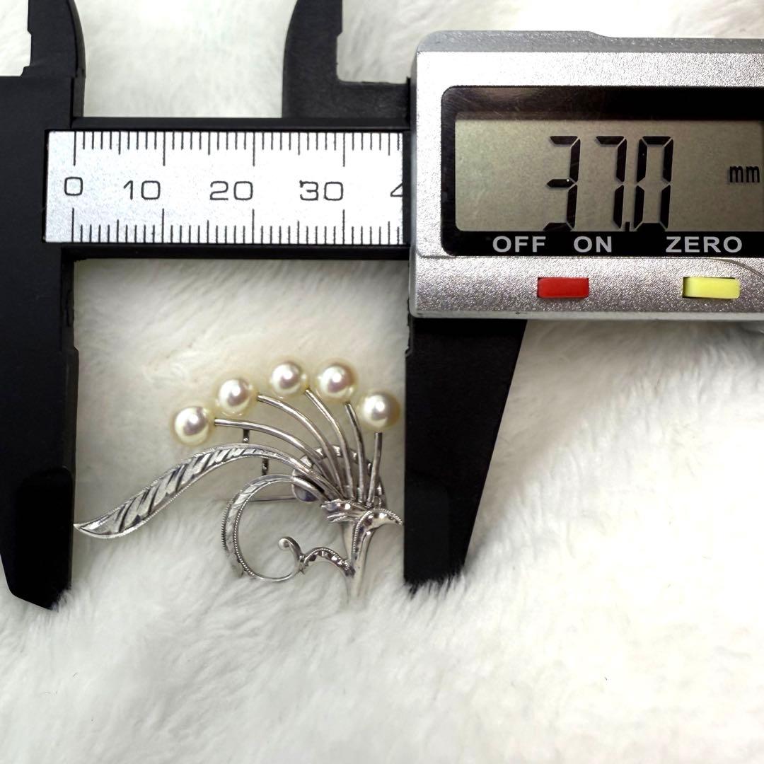 MIKIMOTO ミキモト あこや真珠 パール ブローチ 花モチーフ シルバー