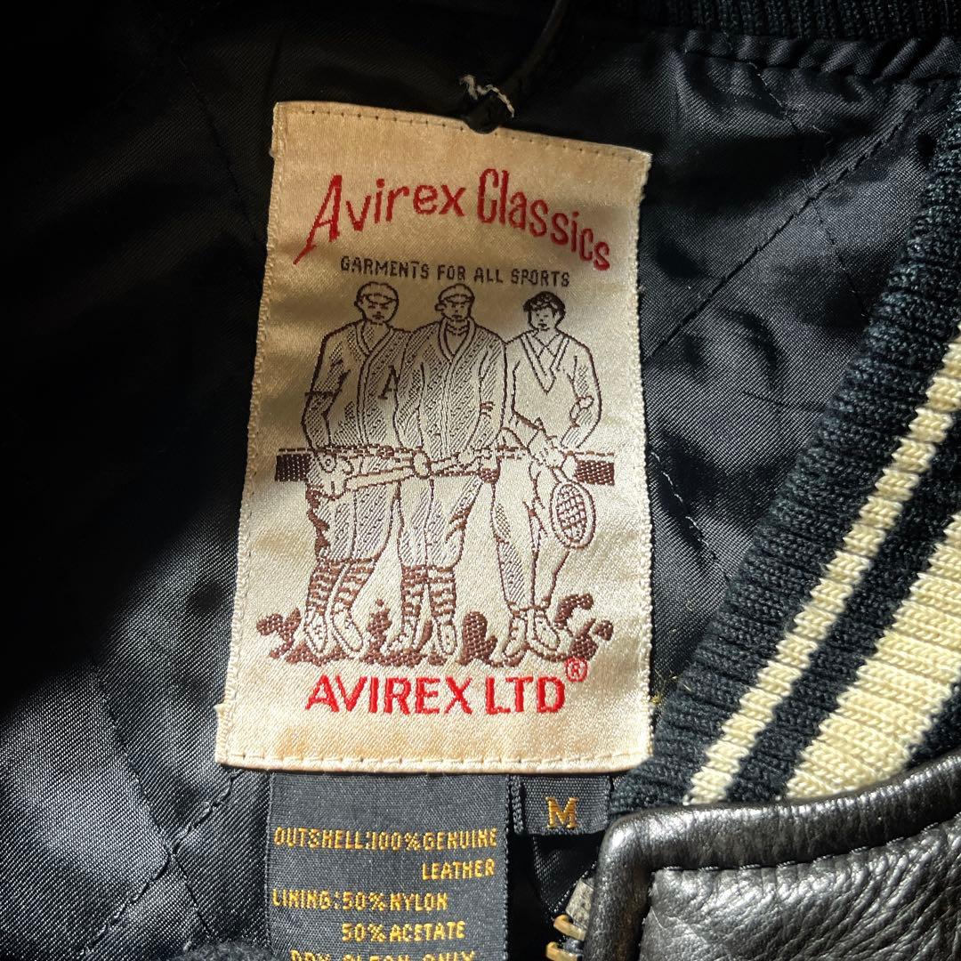 AVIREX 50周年記念モデル 刺繍　本革 レザー スタジャン アーチロゴ