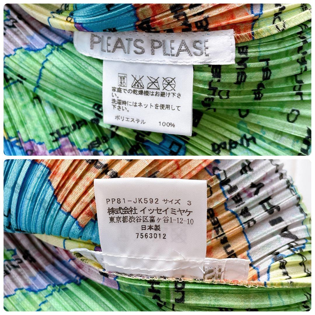 極美品✨希少 プリーツプリーズ 世界地図 カットソー 長袖 サイズ3 L