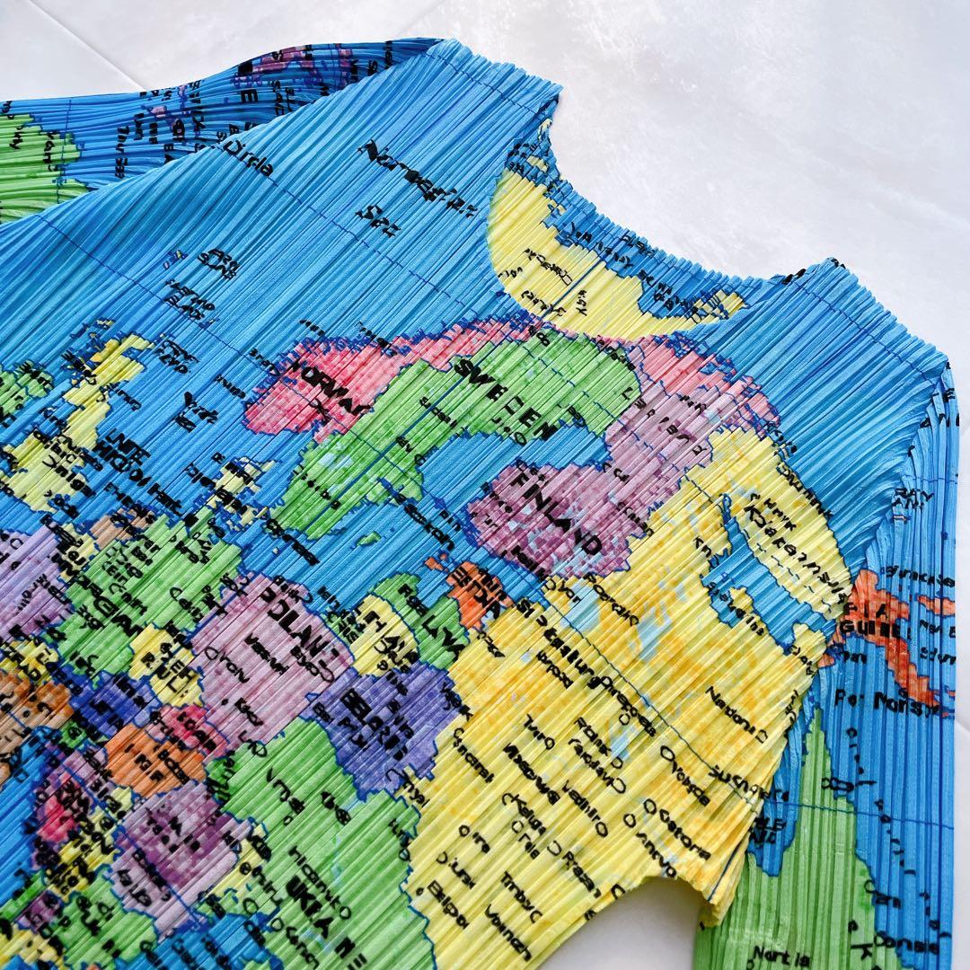 極美品✨希少 プリーツプリーズ 世界地図 カットソー 長袖 サイズ3 L