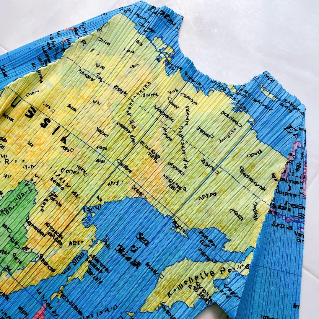 極美品✨希少 プリーツプリーズ 世界地図 カットソー 長袖 サイズ3 L