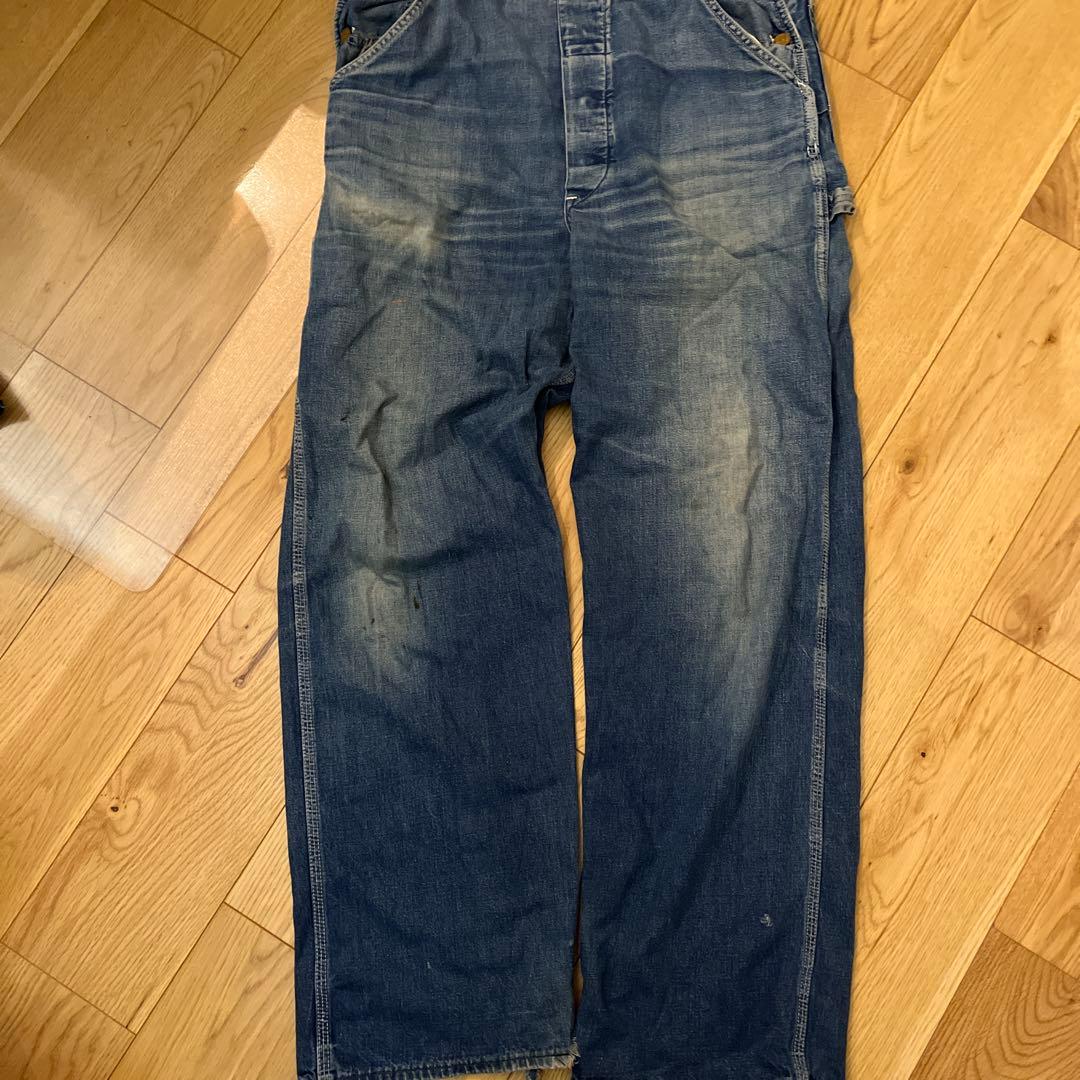 70s USA製 ヴィンテージ Lee デニムオーバーオール Lサイズ