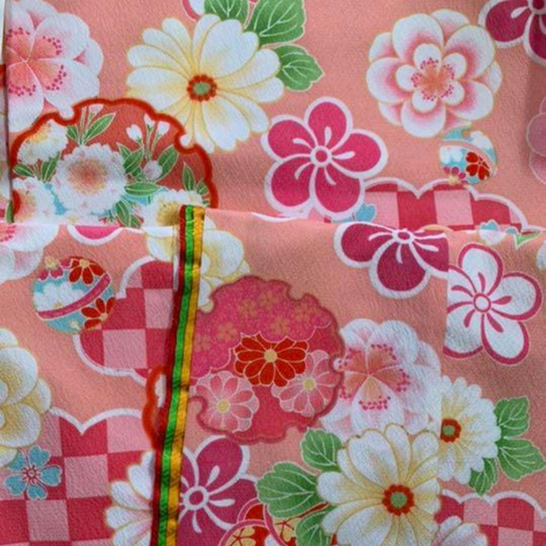 七五三 女の子 着物 帯 小物 セット 赤とピンク 花柄 さくら 7歳 式部浪漫