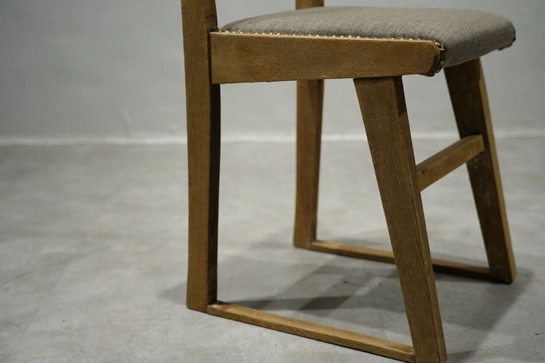 大正時代　小椅子　古木　張替え済み　アンティーク　チェア　ビンテージ椅子