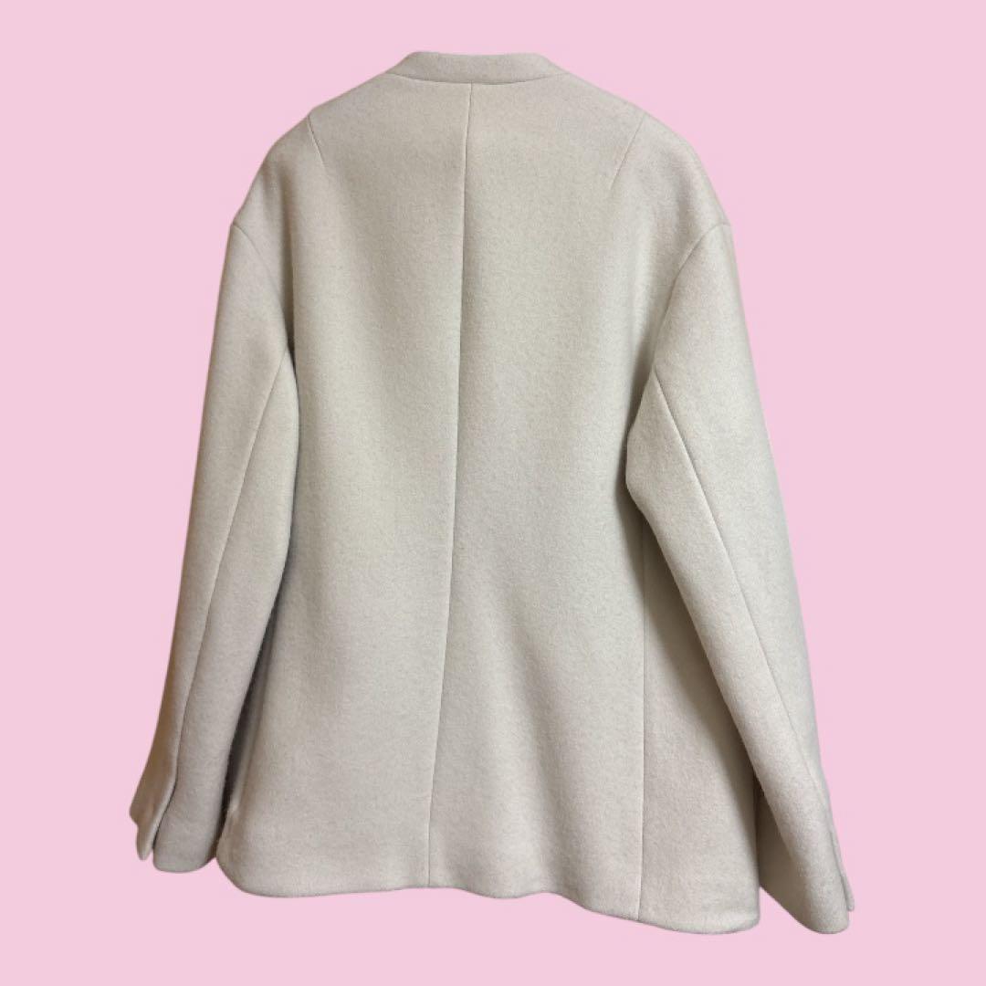 完売品 La TOTALITE ノーカラーショートコート ホワイト 38