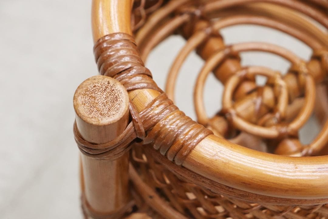 レトロ ラタン 籐 プランターラック 花台 植物 展示台 ヴィンテージ