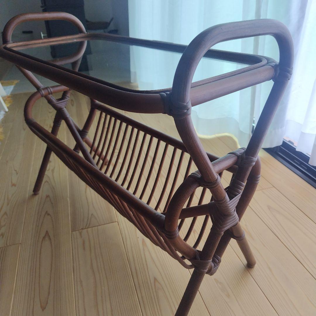 ※3日間限定価格※☆クラッシュゲート☆ ラタン ガラス サイドテーブル