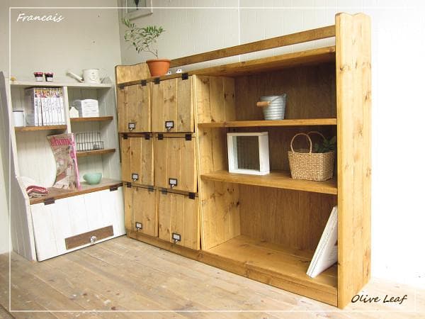 サイズオーダー可！超ワイド6枚パタパタキャビネット●ナチュラルブラウン●受注製作