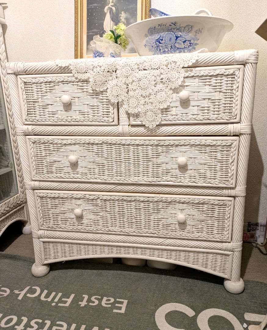 ホワイラタン/チェスト/アンティーク風/シャビーシック/ドロワー(A)