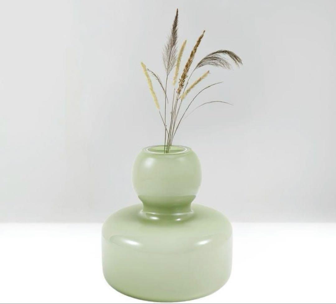 【美品】マリメッコ　marimekkoライトグリーン 丸型花瓶