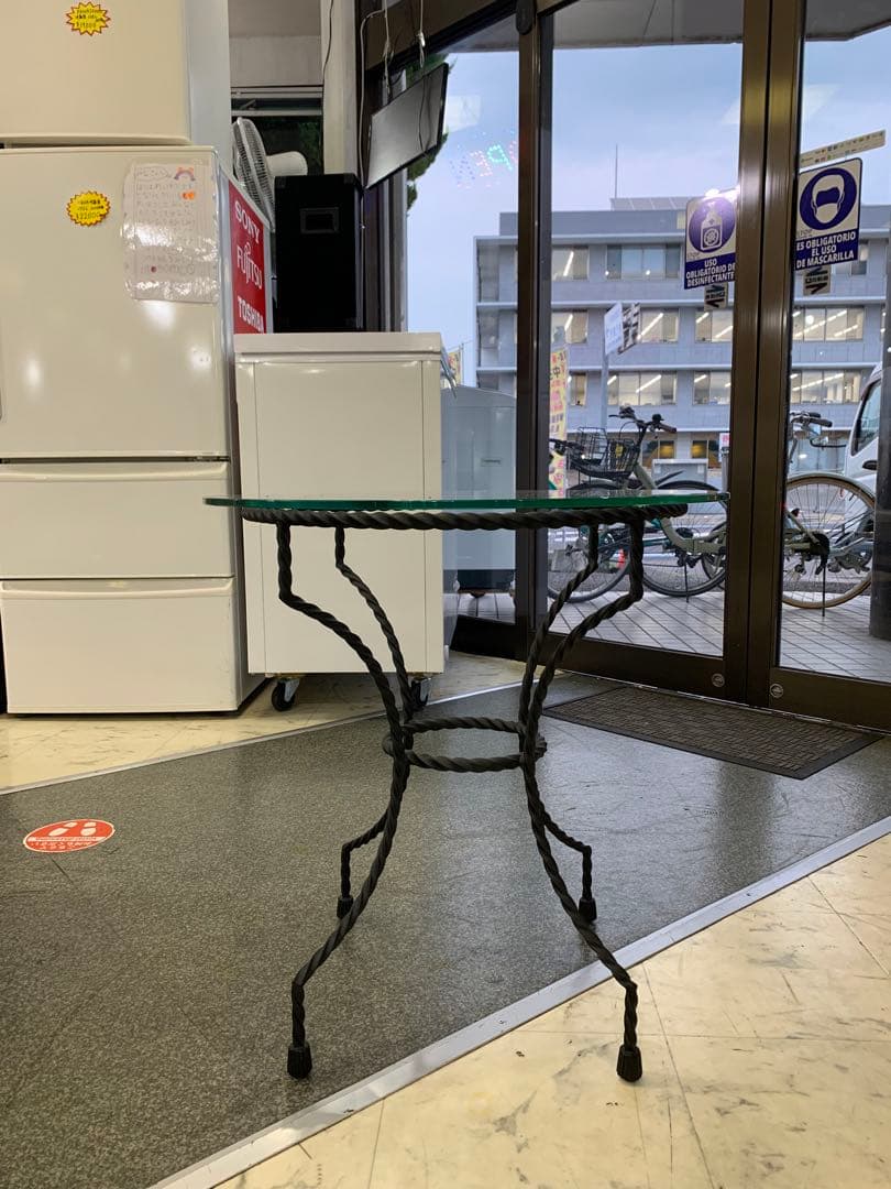 丸ガラステーブル 屋外 ガーデンテーブル