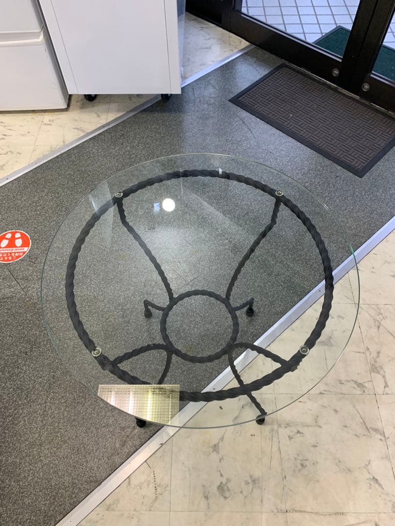 丸ガラステーブル 屋外 ガーデンテーブル