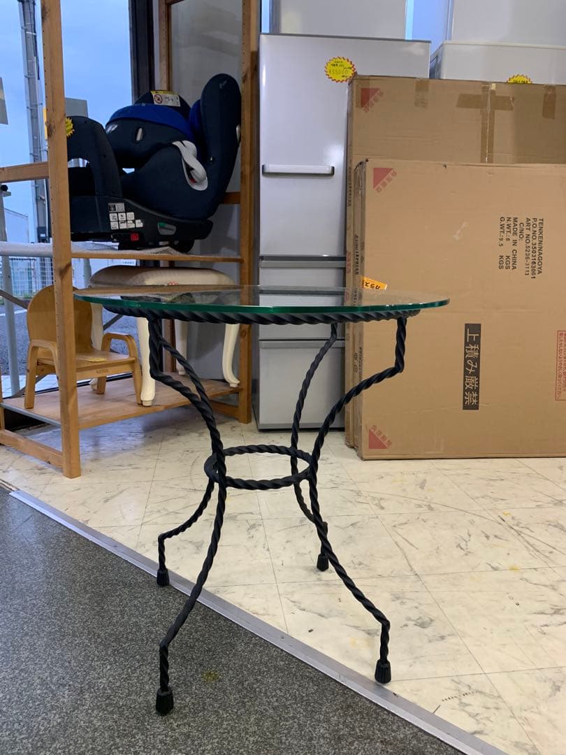 丸ガラステーブル 屋外 ガーデンテーブル