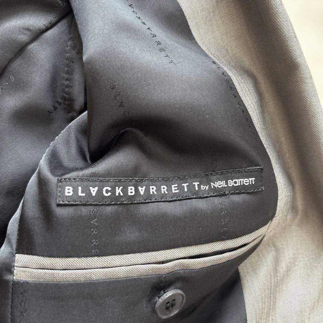 【シルク混】美品　ブラックバレットバイニールバレット　スーツL 灰　光沢　本切羽