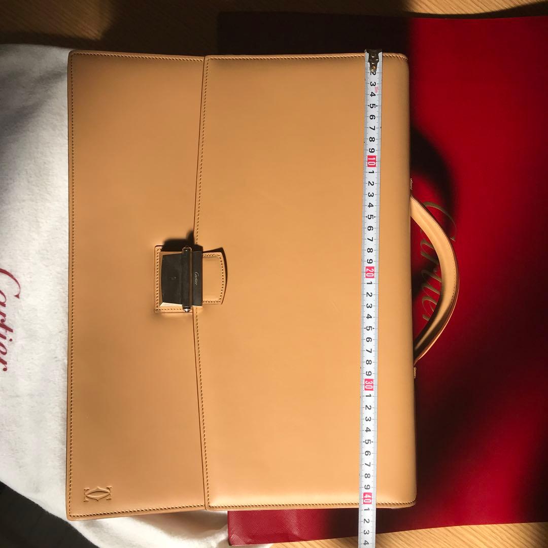 カルティエCartier マストライン　カーフブリーフケース　ライトブラウン
