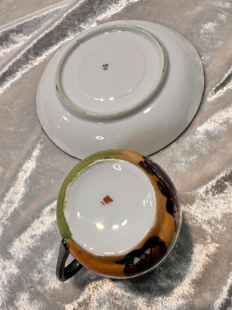 デミタスカップ＆ソーサー　オランダの風景　人物　刻印あり