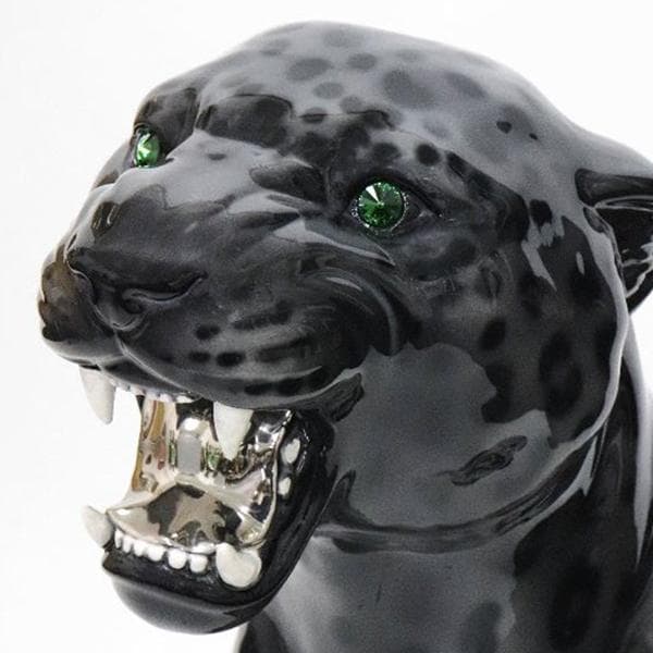 イタリア製　黒豹（陶器）スワロフスキークリスタル使用