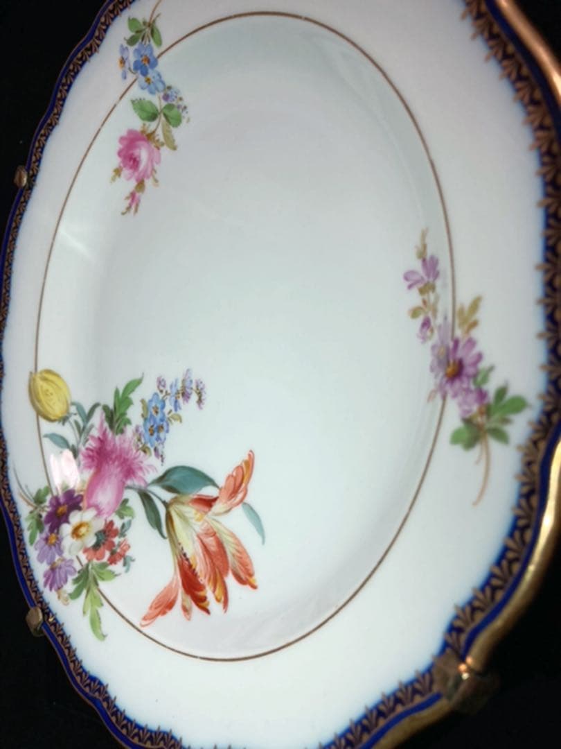 大型額装　壁掛け　ケーキプレート　チューリップブーケ　飾り皿　オブジェ　美術品