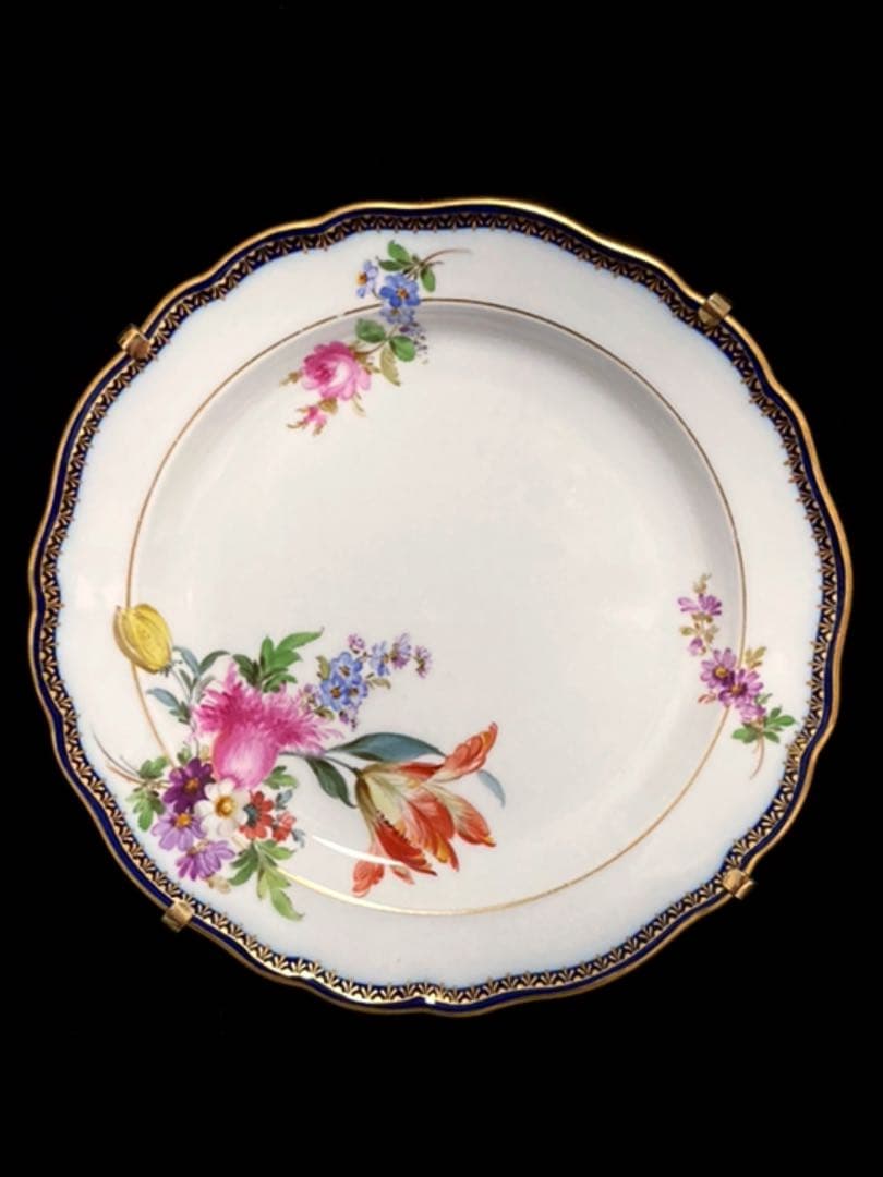 大型額装　壁掛け　ケーキプレート　チューリップブーケ　飾り皿　オブジェ　美術品