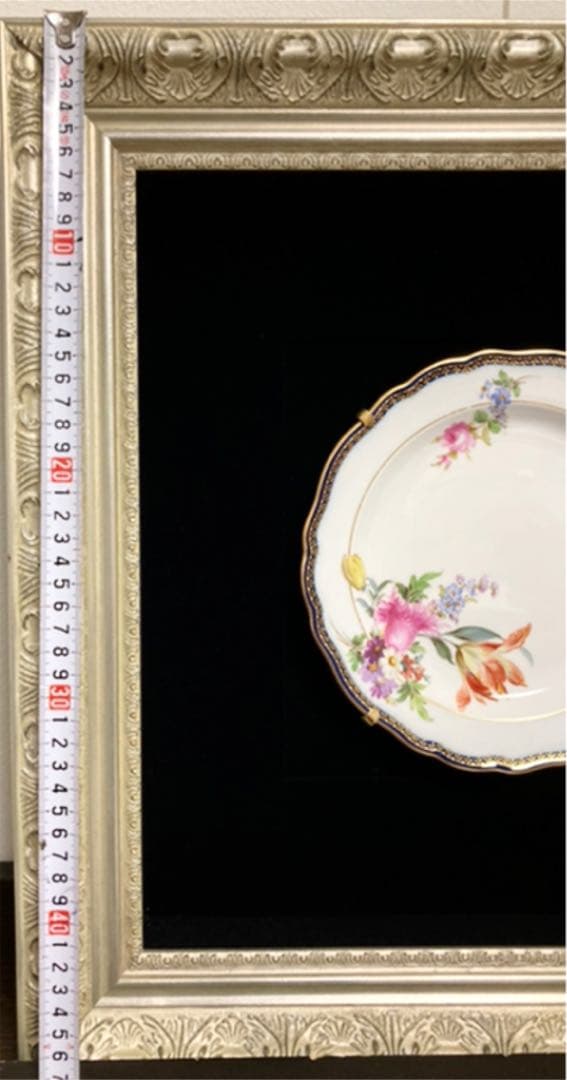 大型額装　壁掛け　ケーキプレート　チューリップブーケ　飾り皿　オブジェ　美術品