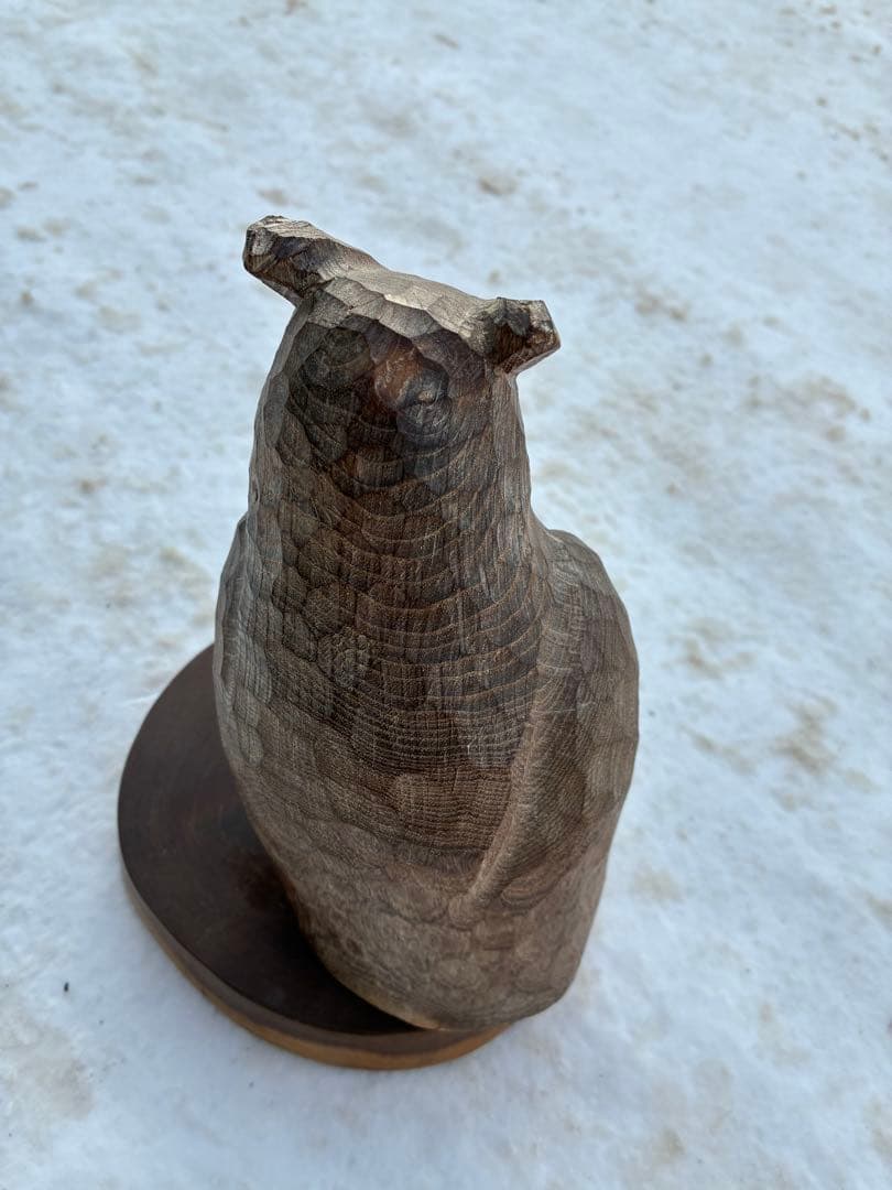 アイヌ彫刻　アイヌ木彫り　熊　梟　三好純男　みよし　木彫り