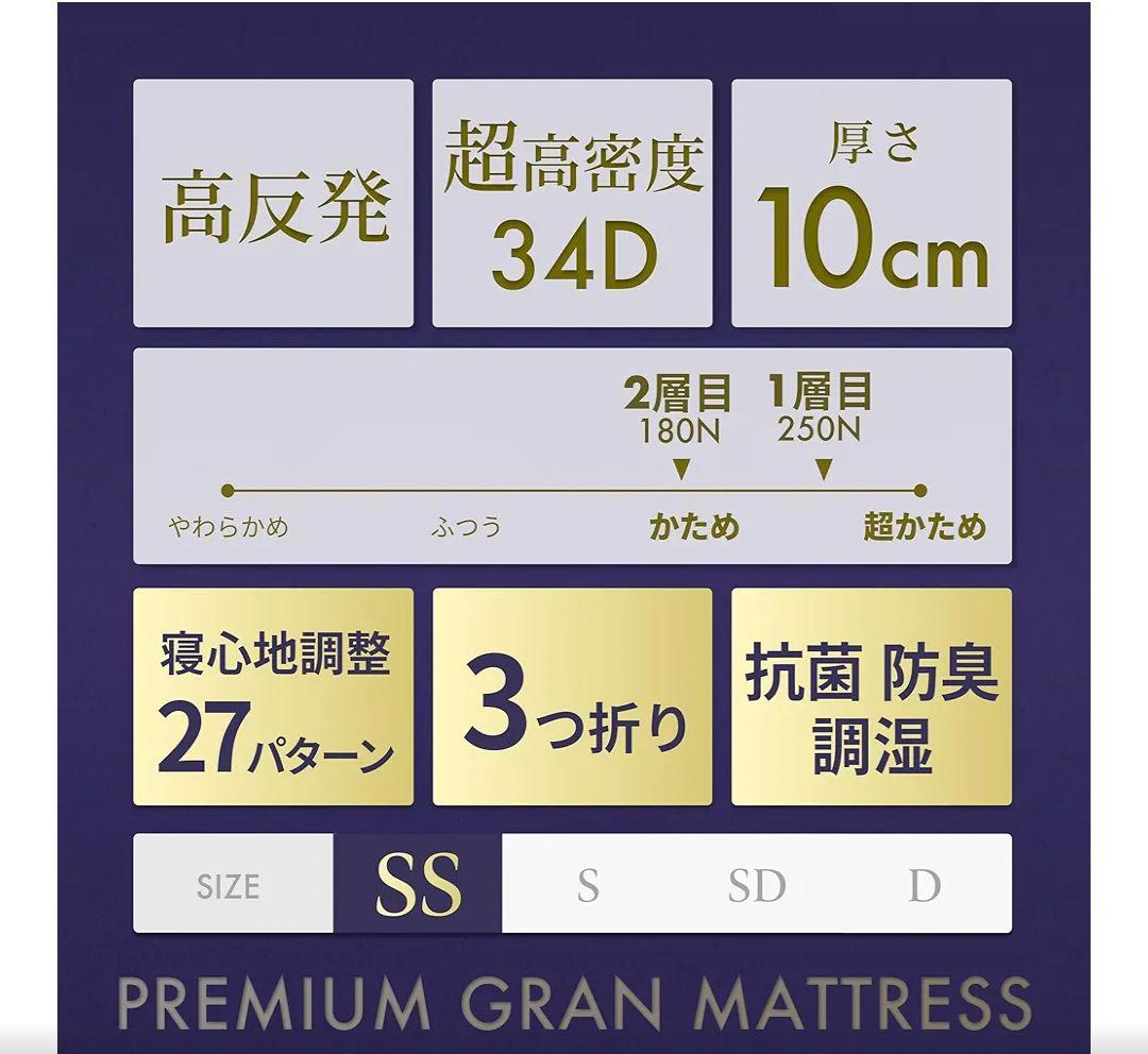 未使用　GOKUMINマットレス 高反発180N 250N セミシングル室内保管