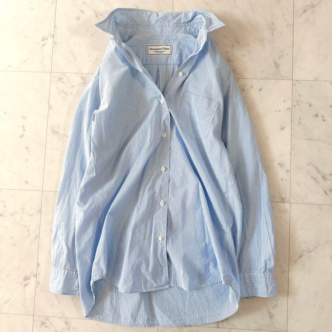 美品♪ドゥーズィエムクラス ワイヤーWASHシャツ ストライプシャツ 長袖 人気