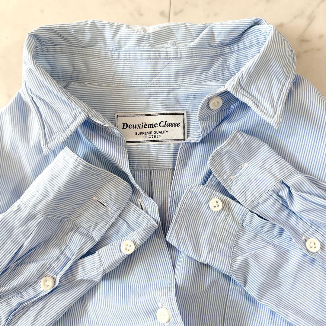 美品♪ドゥーズィエムクラス ワイヤーWASHシャツ ストライプシャツ 長袖 人気