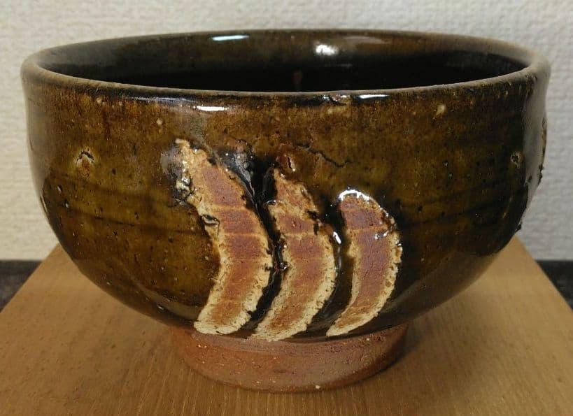 りー！本人書付共箱！人間国宝 金城次郎 指カキ茶碗 栞 共箱 美品 壺屋焼